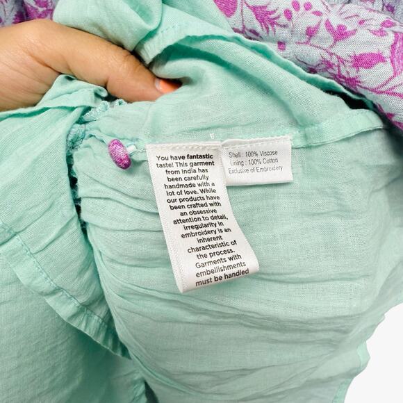 Hemant & Nandita Layla Smocked Waist Mini Dress Purple Size Small - Picture 8 of 9